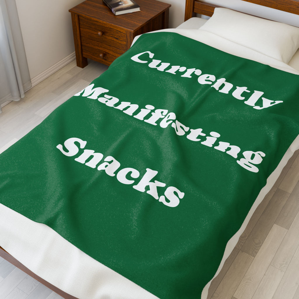 Currently Manifesting Snacks Velveteen Plush Blanket