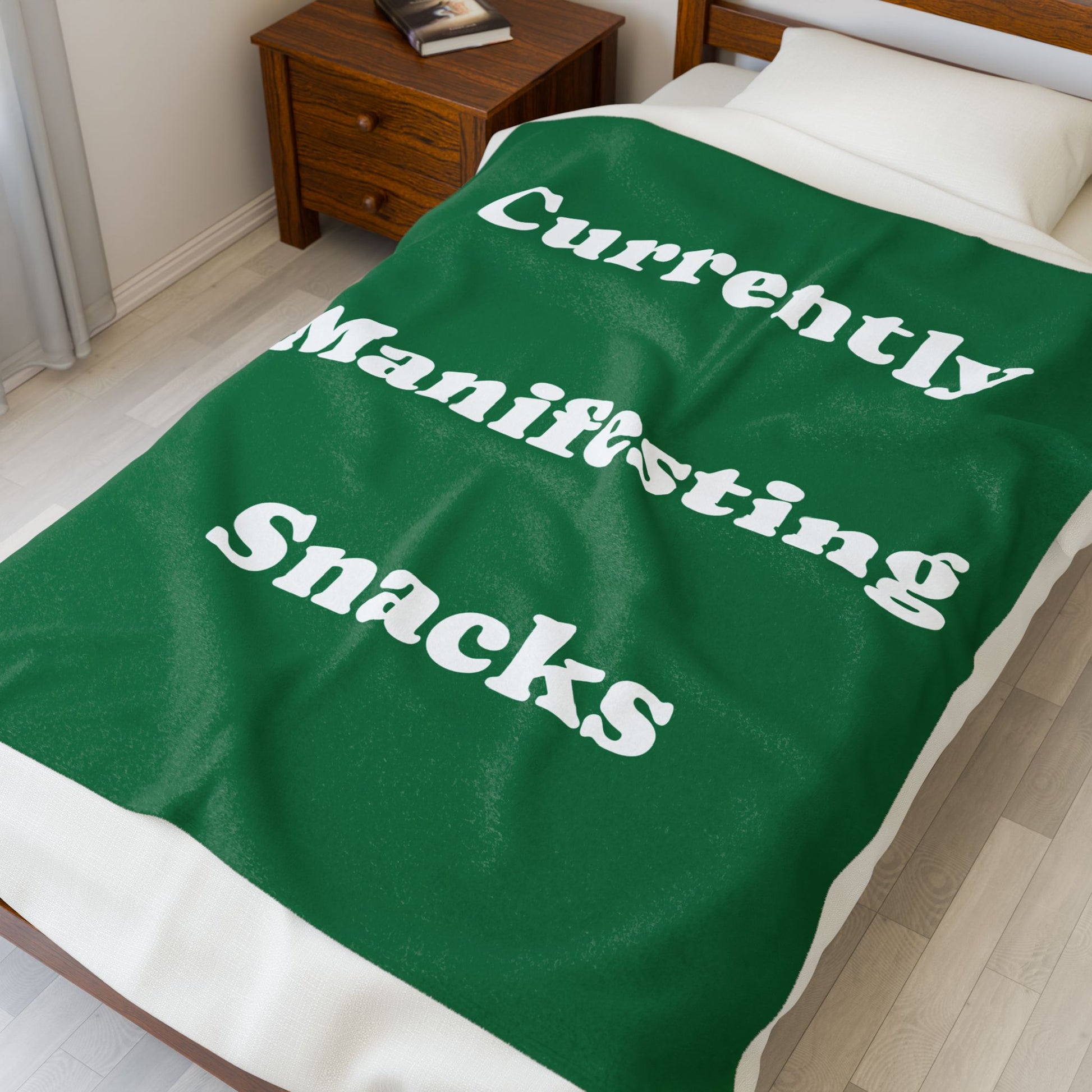 Currently Manifesting Snacks Velveteen Plush Blanket
