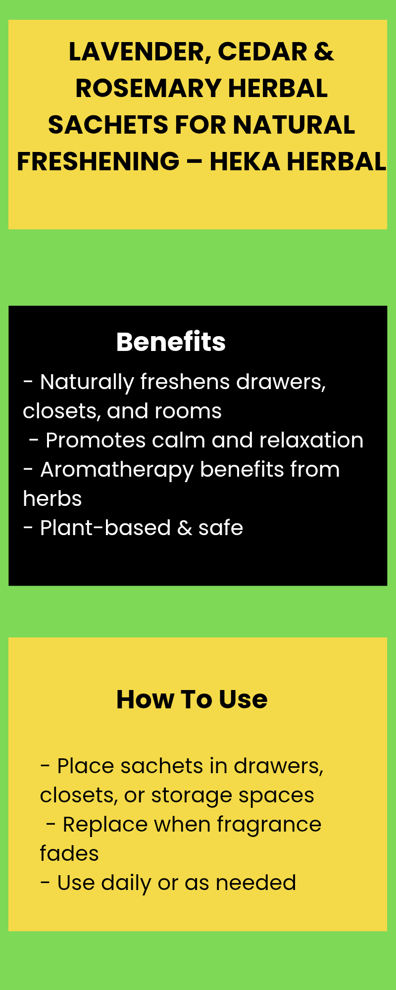 Lavender, Cedar & Rosemary Herbal Sachets for Natural Freshening – Aromatherapy Drawer & Closet Sachets – Heka Herbal by Heka Herbal New