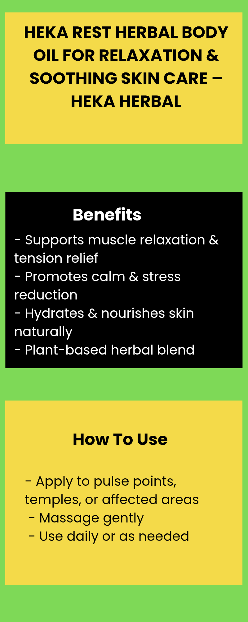 Rest Herbal Body Oil for Relaxation & Soothing Skin Care – Topical Body Support – Heka Herbal
