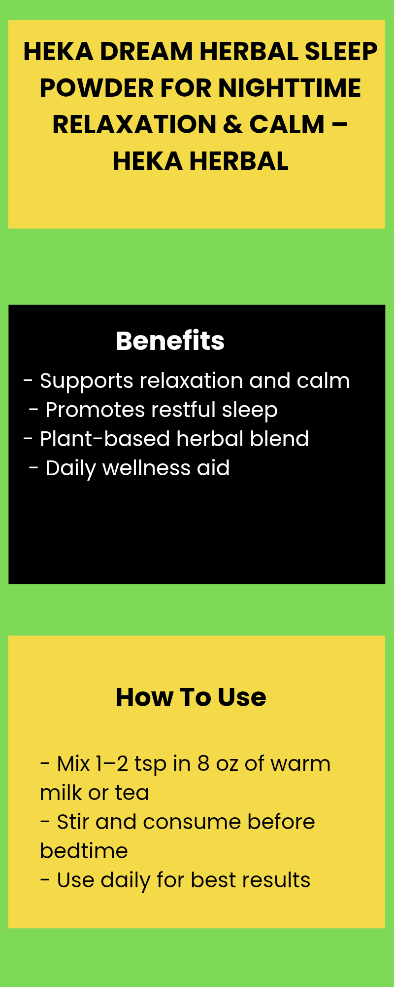 Dream Herbal Sleep Powder for Nighttime Relaxation & Calm – Mix with Milk or Tea – Heka Herbal by Heka Herbal New