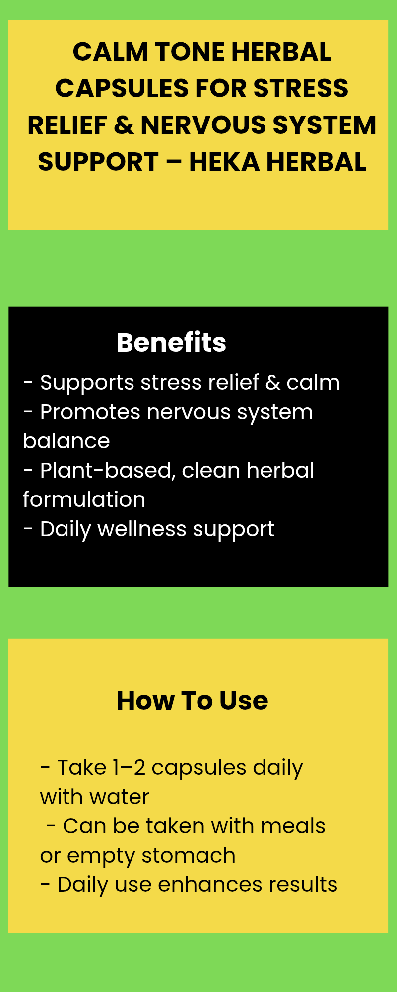 Calm Tone Herbal Capsules for Stress Relief & Nervous System Support – Heka Herbal