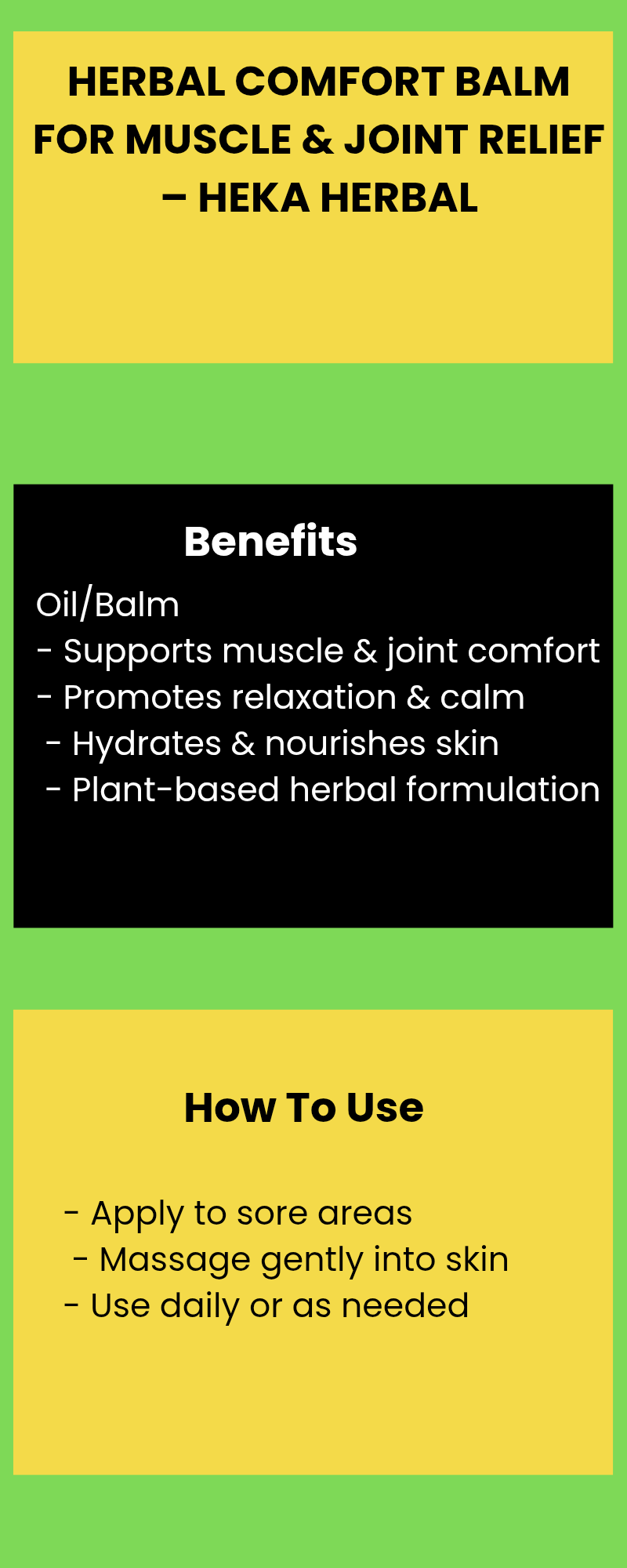Herbal Comfort Balm for Muscle & Joint Relief – Topical Soothing Body Salve – Heka Herbal by Heka Herbal