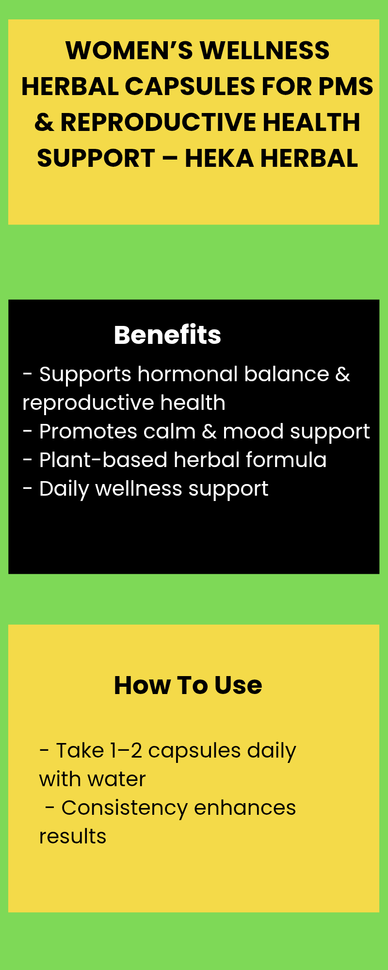 Women’s Wellness Herbal Capsules for PMS & Reproductive Health Support – Hormonal Balance Blend – Heka Herbal