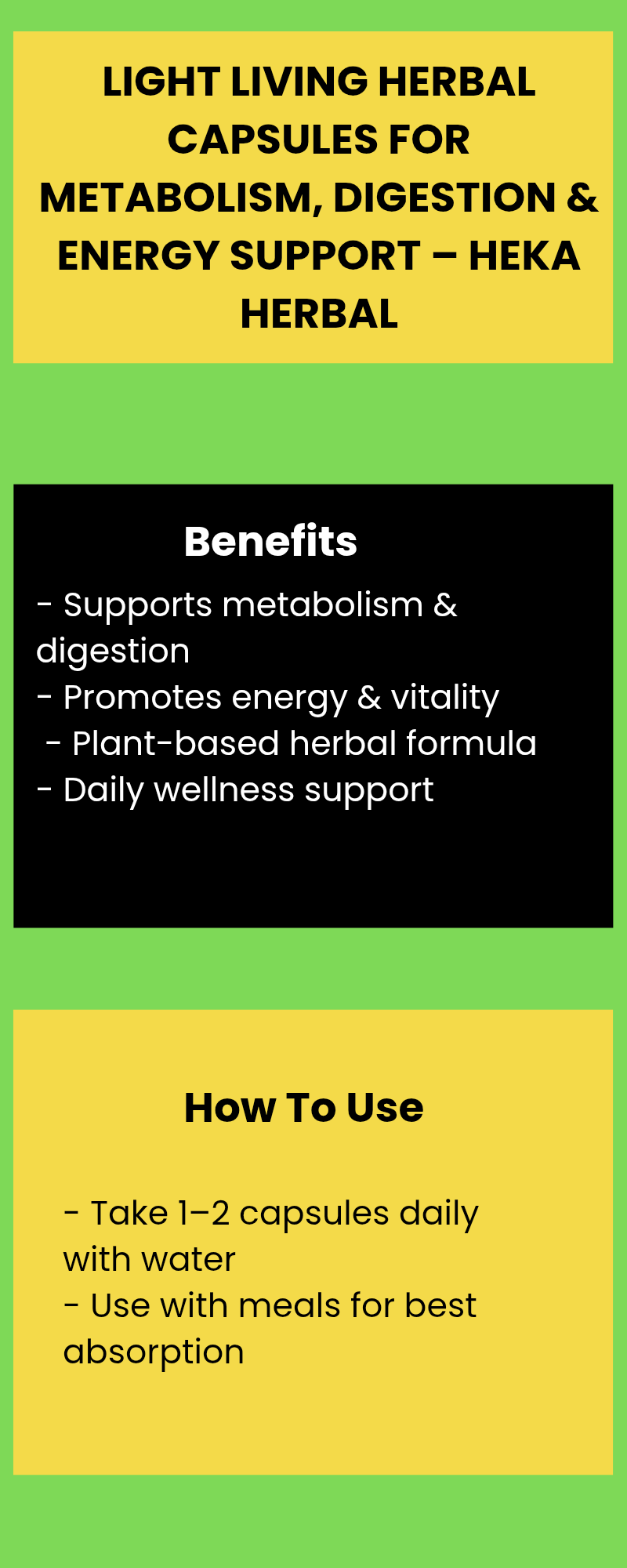 Light Living Herbal Capsules for Metabolism, Digestion & Energy Support – Appetite & Water Retention Balance – Heka Herbal by Heka Herbal