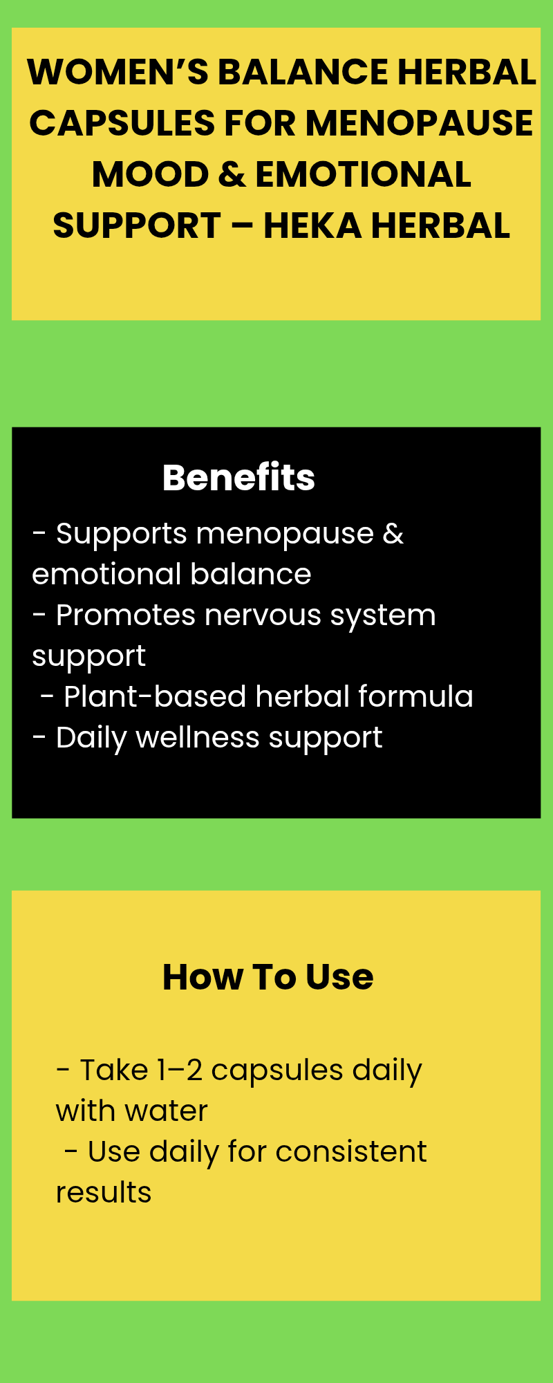 Women’s Balance Herbal Capsules for Menopause Mood & Emotional Support – Nervous System Care – Heka Herbal