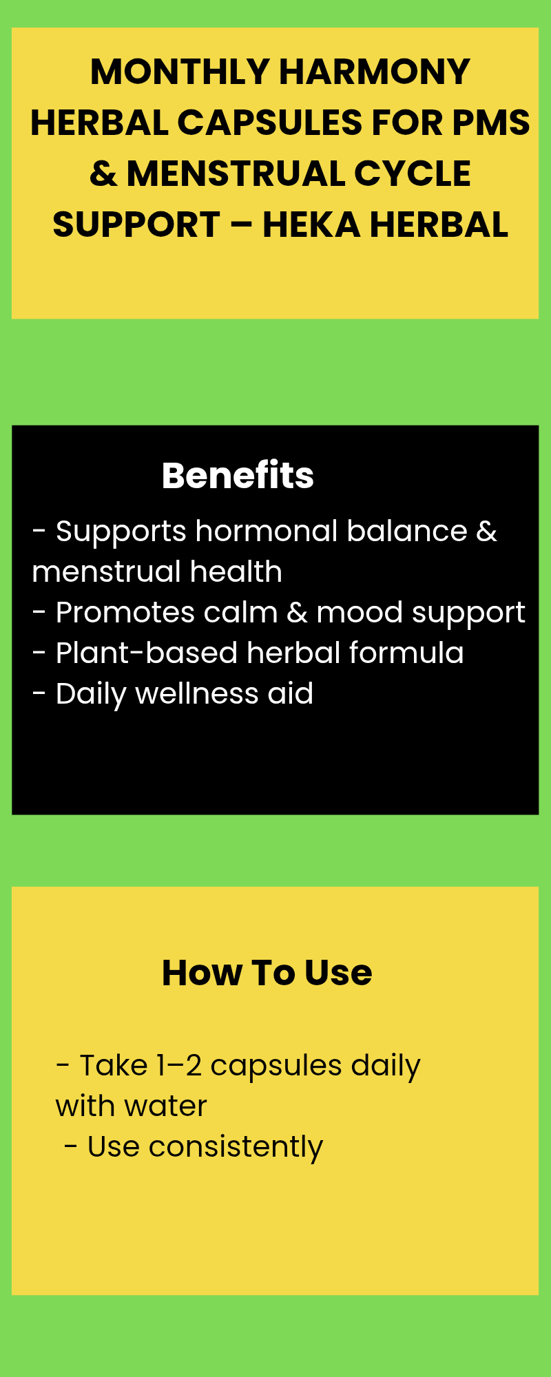 Monthly Harmony Herbal Capsules for PMS & Menstrual Cycle Support – Hormonal Balance – Heka Herbal by Heka Herbal
