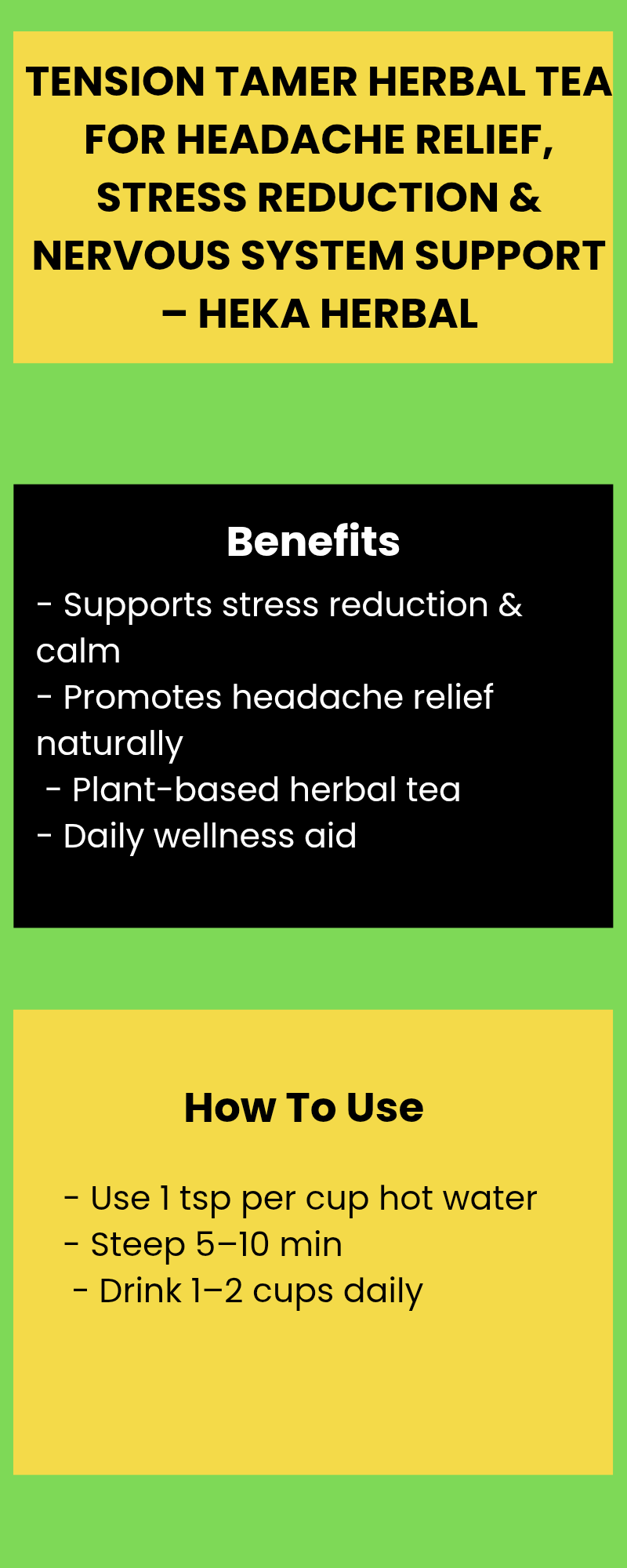 Tension Tamer Herbal Tea for Headache Relief, Stress Reduction & Nervous System Support – Heka Herbal