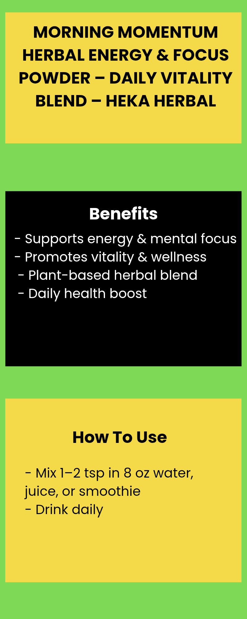 Morning Momentum Herbal Energy & Focus Powder – Daily Vitality Blend – Heka Herbal by Heka Herbal