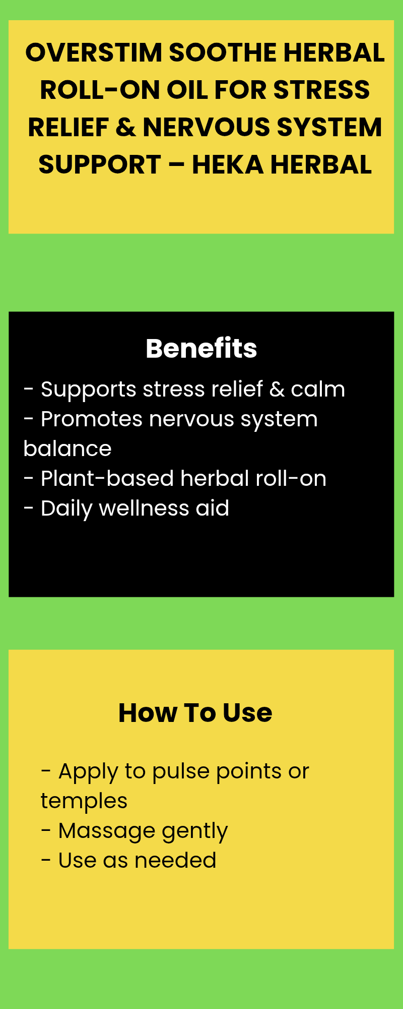 Overstim Soothe Herbal Roll-On Oil for Stress Relief & Nervous System Support – Heka Herbal by Heka Herbal